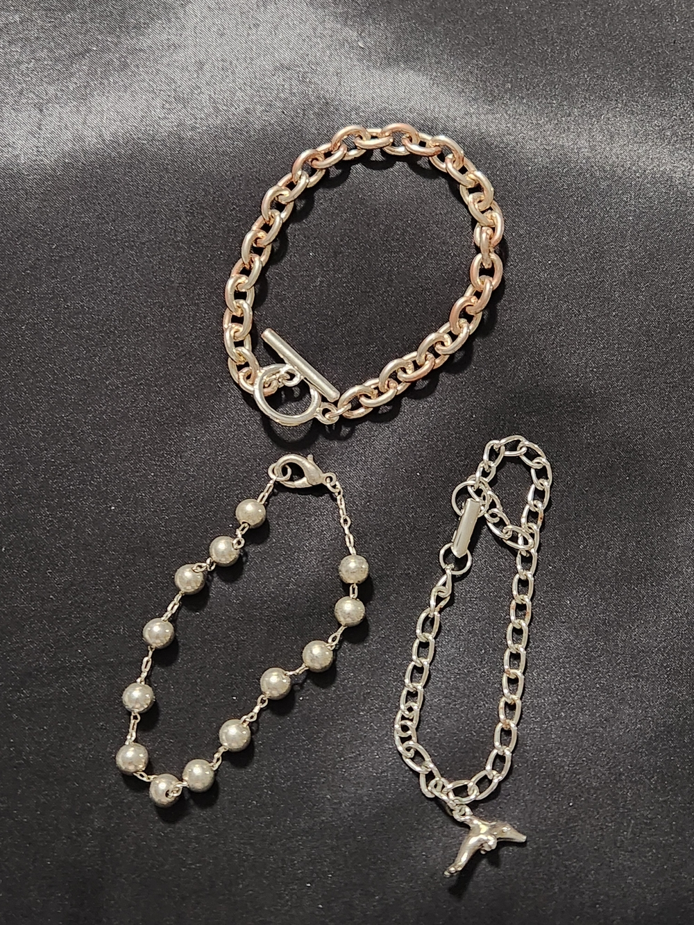 Silver Tone Chain Bracelet Set - Women's Fashion Jewelry
